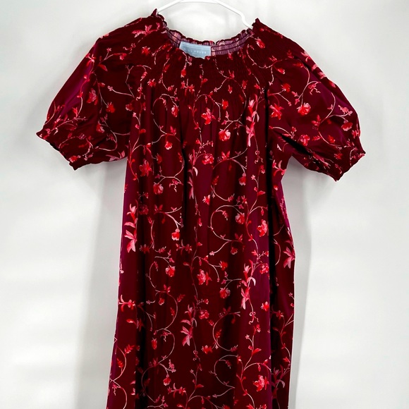 NWT Hill House Caroline Nap Dress Burgundy Botanical Poplin S - Picture 8 of 10